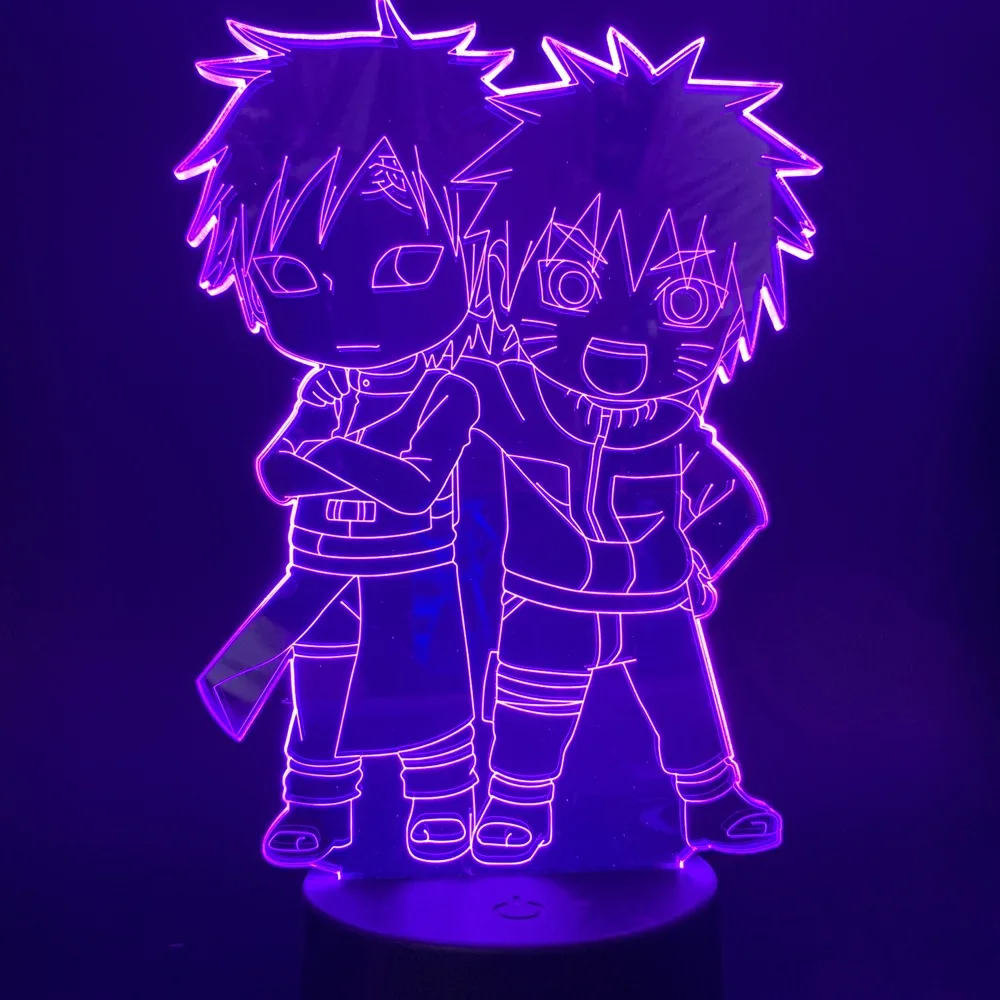 USB модель настольная лампа Наруто Uzumaki Gaara Shippuden 3d светильник аниме 3d ночной Светильник СВЕТОДИОДНЫЙ для детской спальни декоративная лампа для дома