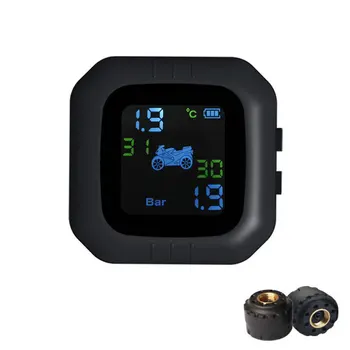 

Motorcycle TPMS Tire Pressure Wireless Monitor External Pressure Sensors with 2 External Sensors Real-time Voice Alarm