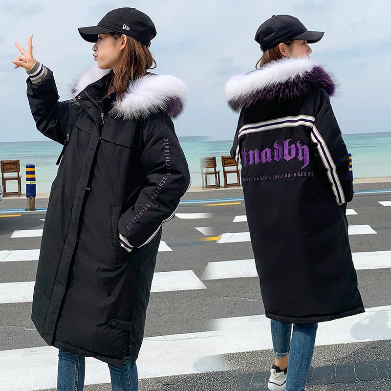 

Cotton-padded Clothes WOMEN'S Coat 2019 Winter New Style Korean-style Mid-length Large Fur Collar BF down Jacket Cotton-padded C