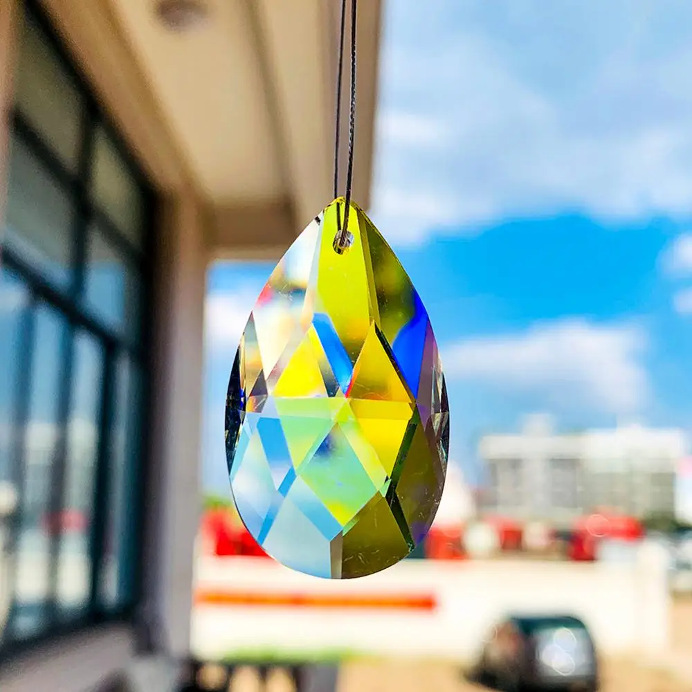 2/5pcs Austrian Ab Crystal Jewelry Drop Pendant Glass Multicolored Prism Lamp Wedding Diy Teardrop Hanging Decor | Лампы и освещение