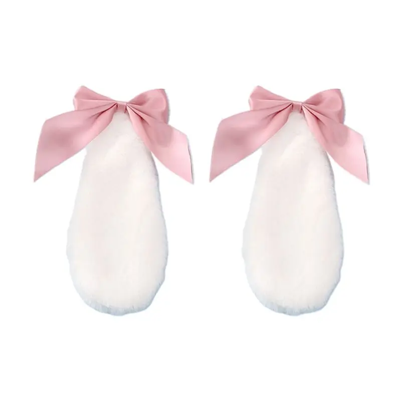 Kawaii Women Girls Hair Clip Cute Rabbit Bunny Plush Lop Ears Hairpin Candy Color Ribbon Bowknot Lolita Cosplay Hair Accessories yandy costumes Cosplay Costumes