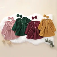 Mädchen Cord Kleid Langarm für Herbst & Winter