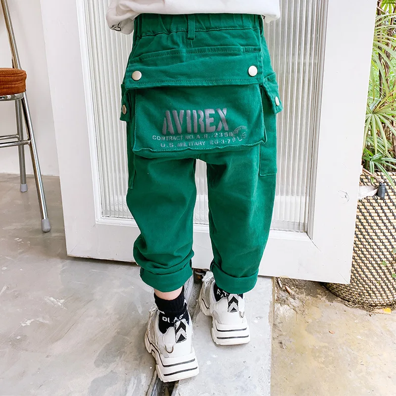 

Children's pants boys 2019 spring and autumn casual pants baby loose pockets decorative trousers children's casual pants