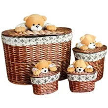 Best Offers Small & Large Rattan bear laundry bucket willow storage basket clothing storage box decorative knitted wicker baskets with lids Best Offers Small & Large Rattan bear laundry bucket willow storage basket clothing storage box decorative knitted wicker baskets with lids