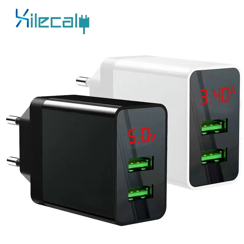 

Xilecaly 3.4A LED Display USB Phone Charger For iPhone Samsung Mobile Wall Charger 3 USB Ports Charger For Xiaomi OnePlus Huawei
