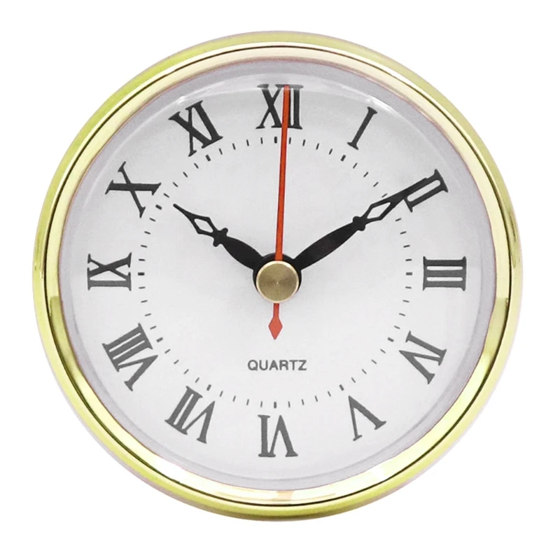 29EA Classic Clock Movement 80mm Round Roman Numeral Quartz Clock Insert Gold Trim Home Decor for DIY Crafts Supplies wall clock movement quartz clock movement
