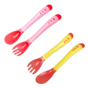 

Infant Heat Sensing Thermal Feeding Spoon Baby Weaning Silicone Head Tableware