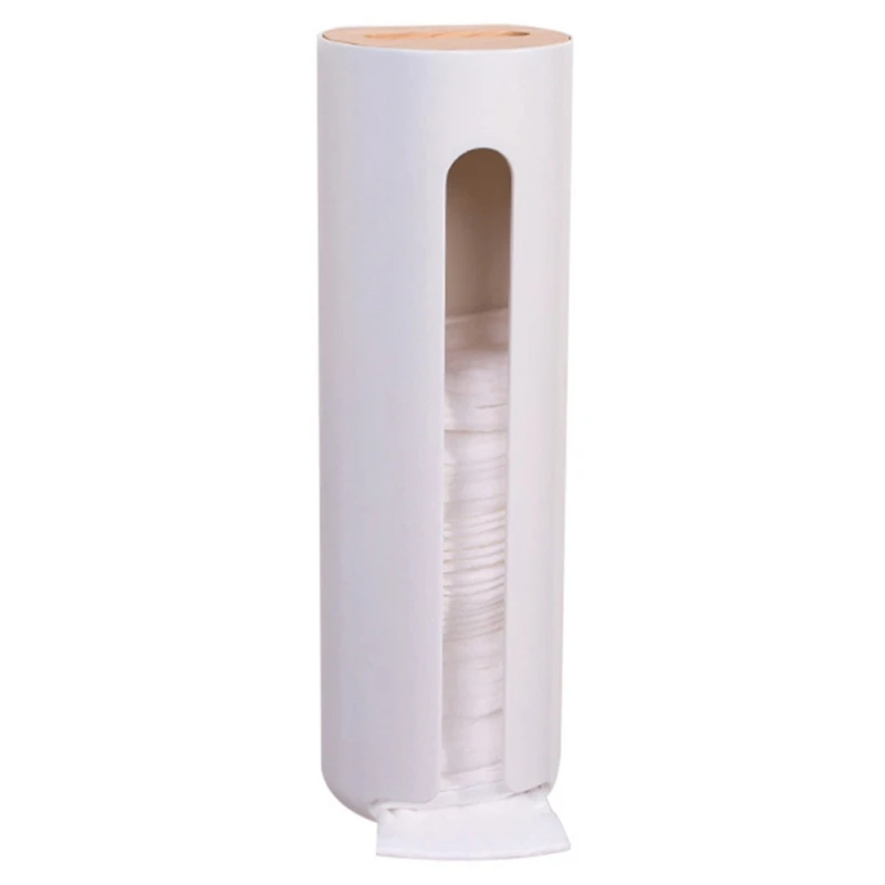 

Cosmetic Cotton Storage Box With Wooden Lid Wall-mount Household Cosmetic Storage Tool