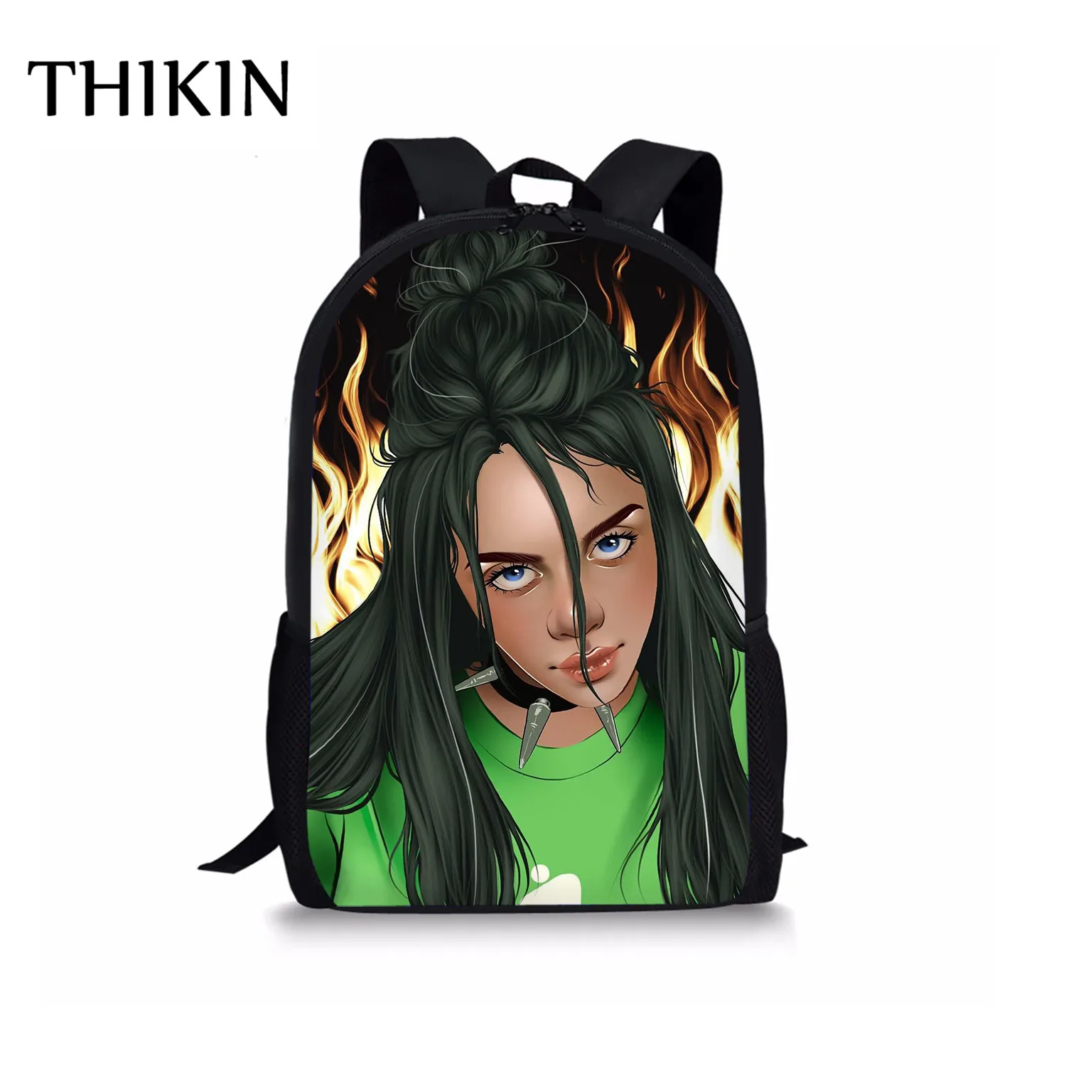 As picture THIKIN студентов школьная сумка Back Billie Eilish печати 3 шт./компл. школьная комплект с сумкой для девочек рюкзак школьные сумки для подростков мальчиков Mochila - Цвет: As picture