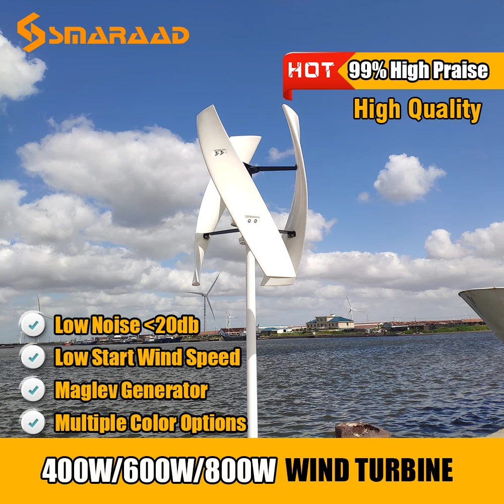 

400w 600w 800w Small Free Energy Windmill Vertical Axis Permanent Maglev Wind Turbine Generator 12v 24v 48v With MPPT Controller