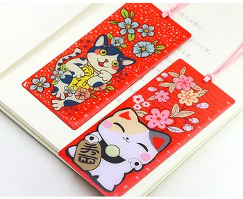 

Cute Lucky Cat Metal Bookmark 12cm*5cm DIY Journal Ruler Decoration Supplies Kawaii Children Gift