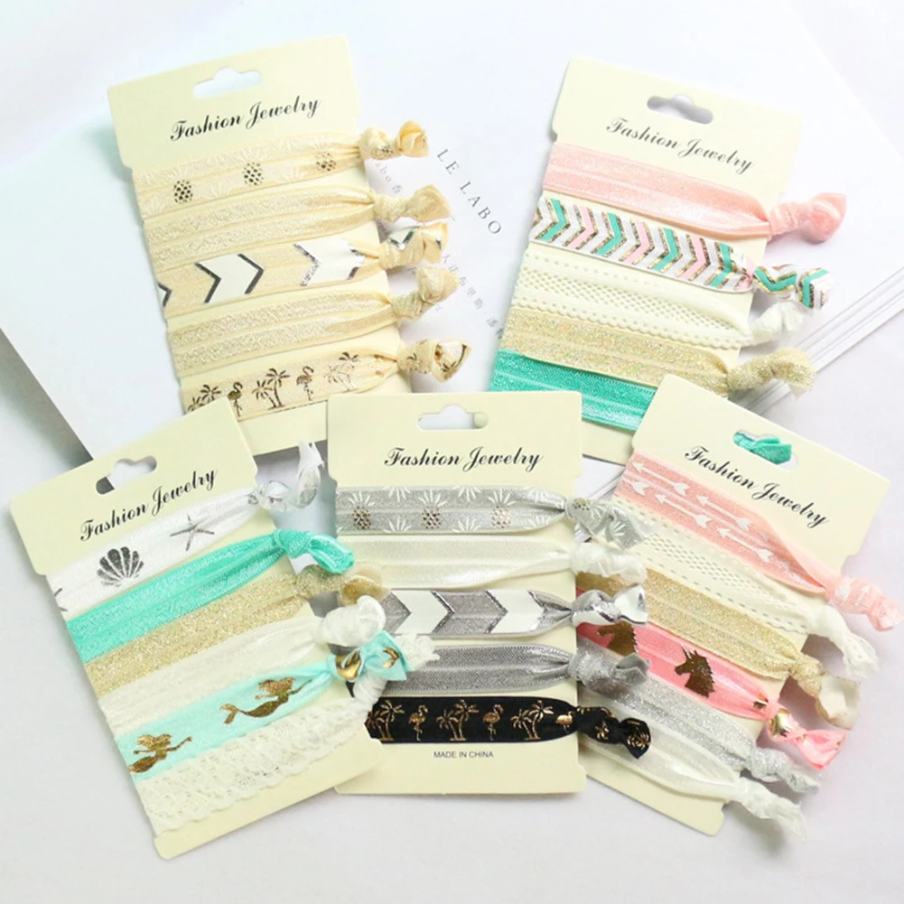 

1 Set Fashion Knot Popolar Elastic Hair Bands Ladies Hair Accessories Women Hair Ties Printed Hair Rope Bracelet Scrunchie