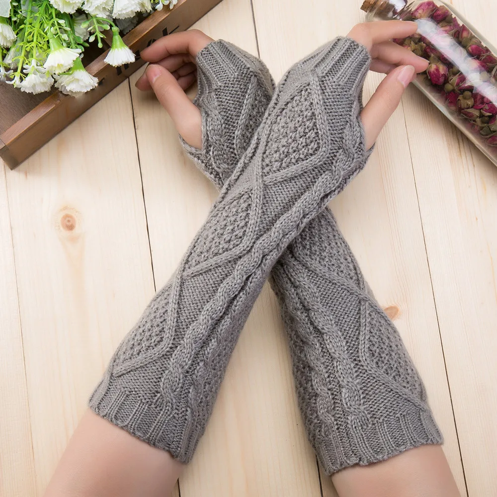 Женские зимние перчатки модные элегантные удобные короткие перчатки длинные вязаные зимние теплые варежки рукавицы
