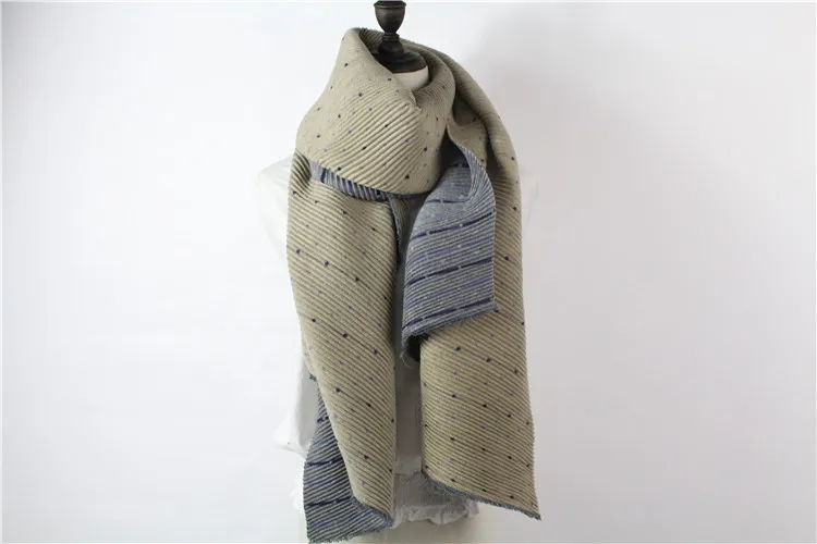 Women Wrinkle Solid Reversible Scarf Girls Pleated Stripes Print Dots Print Cape Pashmina Shawls Rectangle Wraps Long Scarves