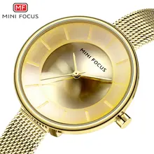 MINIFOCUS Роскошные брендовые золотые ультра тонкие кварцевые женские часы водонепроницаемые простые женские часы модные наручные часы со стальным сетчатым ремешком