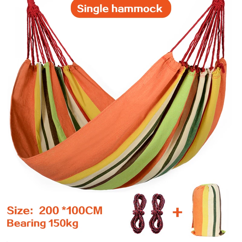 Rainbow Outdoor Hammock Leisure Double 2 Person canvas Hammocks Ultralight Camping Hammock with backpack