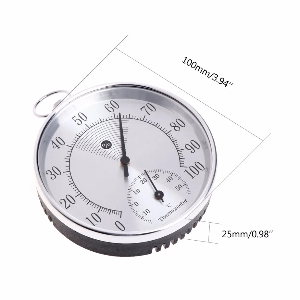 Dial Thermometer Indoor Outdoor Thermometer Hygrometer Temperature Humidity Meter Metallic HT9100