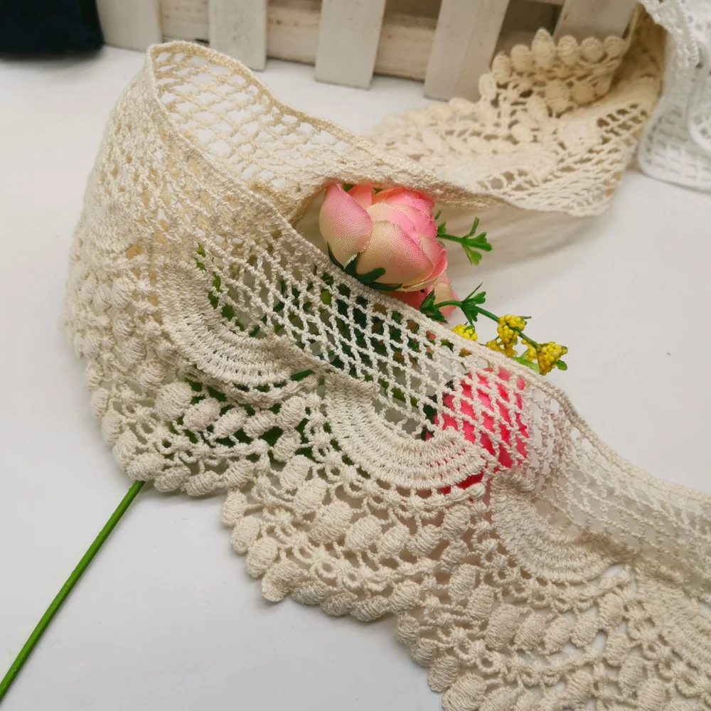 Water Soluble Lace Cotton Embroidery Applique Trim White and black Eyelet 8.5 cm | Дом и сад