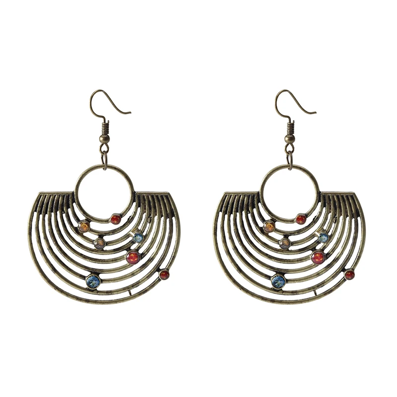 6.4cm earrings Сплав стеклянные бусины планета кристалл длинный медный свитер цепь кулон ожерелье серьги браслет Элегантные Ювелирные наборы для женщин Подарки - Окраска металла: 6.4cm earrings