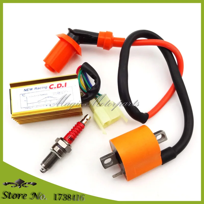 Гонки катушки зажигания+ 6 pin конденсаторное зажигание с кабелем+ D8TC свечи зажигания для 150cc 200cc 250cc Горный мотоцикл ATV Quad Мотоцикл
