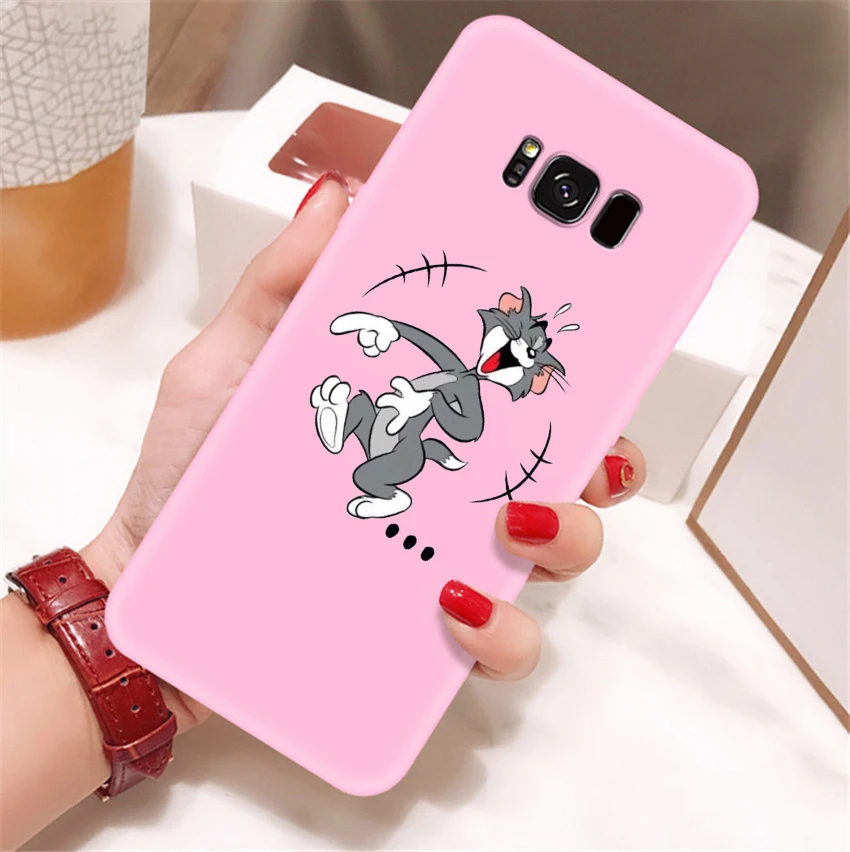 Забавный чехол для телефона Tom Jerry для Samsung Galaxy S8 s9 plus s10 plus s10e note 9 мягкий силиконовый защитный чехол из ТПУ с кошкой и Мышкой