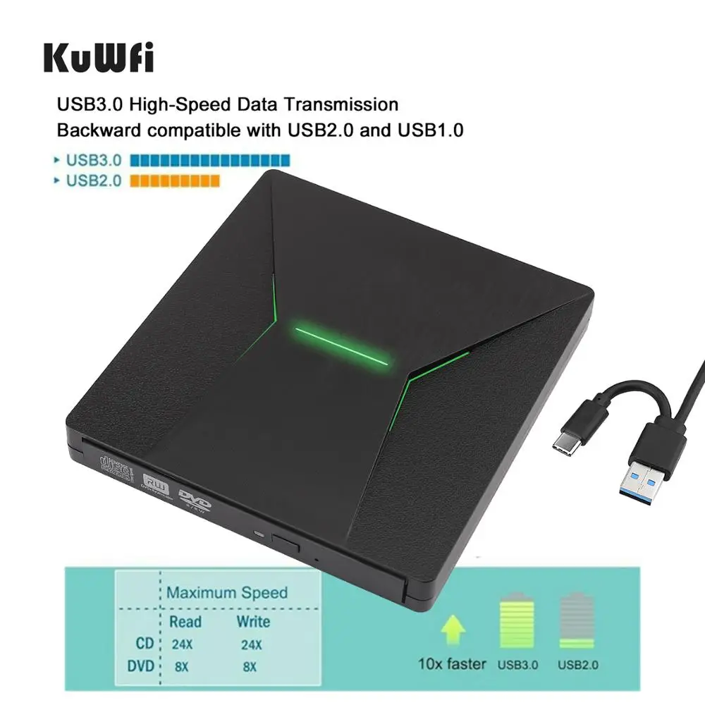 Подсветка C USB 3 0 внешний DVD/CD/ VCD горелка RW привод плеер оптический для Mac/PC/Apple