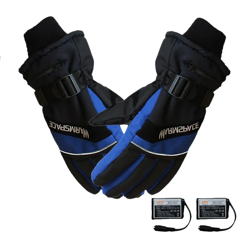 1 пара зимние USB грелка для рук Электрические теплые перчатки мотоциклетные Утепленные перчатки питание от аккумулятора для мужчин и женщин велосипедные лыжные перчатки - Цвет: US Plug Blue L size
