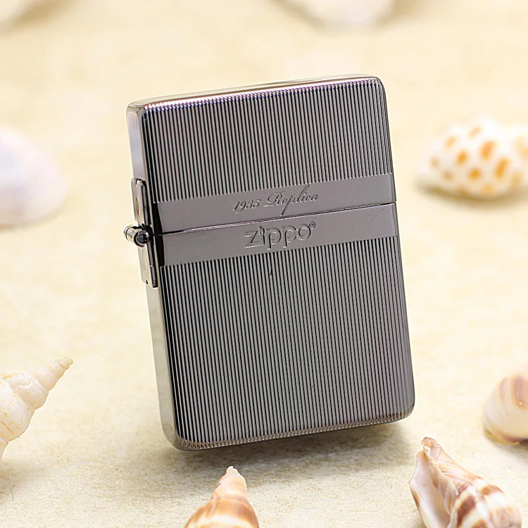 

Genuine Zippo oil lighter copper windproof Black ice stripe cigarette Kerosene lighters Gift With anti-counterfeiting code