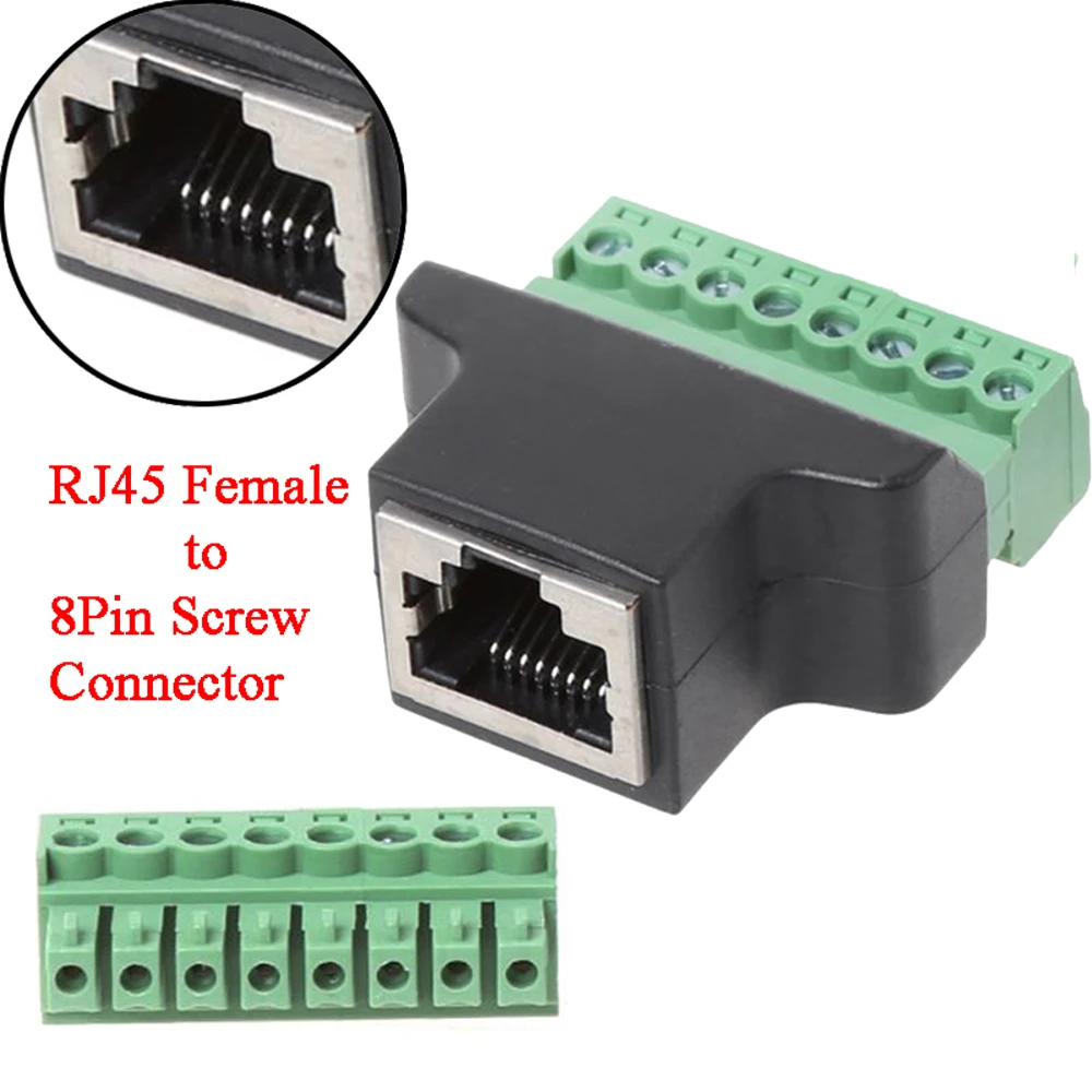 

Ethernet RJ45 Female Jack To 8-Pin Screw Terminal Block Converter Adapter Connector Adaptfor digital DVR