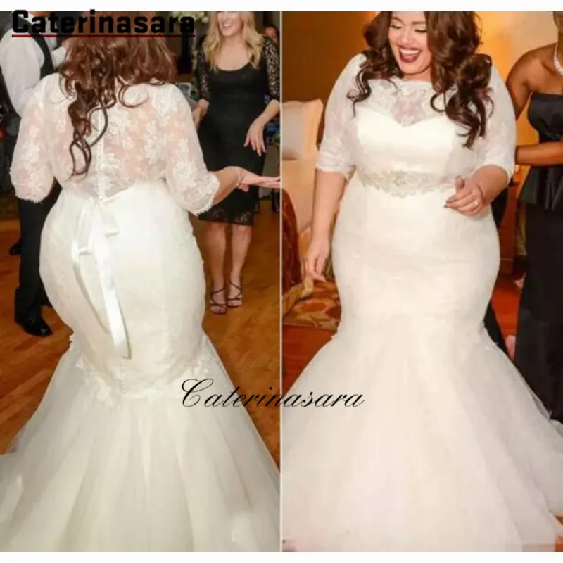 arm på trods af parallel Plus Size Wedding Dress Half Sleeves Tulle Bridal Gowns Mermaid Tulle Lace  Women Bridal Dress - buy at the price of $201.75 in aliexpress.com |  imall.com