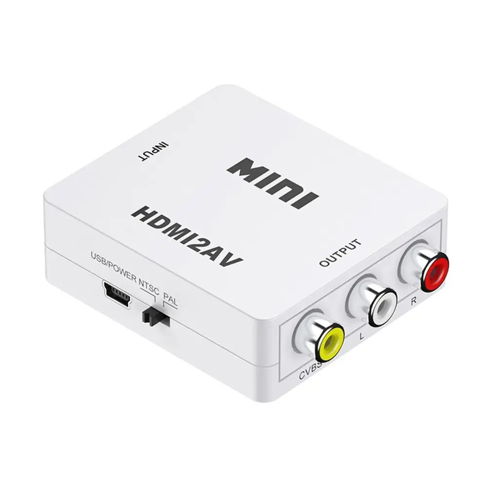 HDMI К AV Scaler адаптер HD видео композитный конвертер коробка HDMI к RCA AV/CVSB L/R видео 1080P мини конвертер - Цвет: Белый