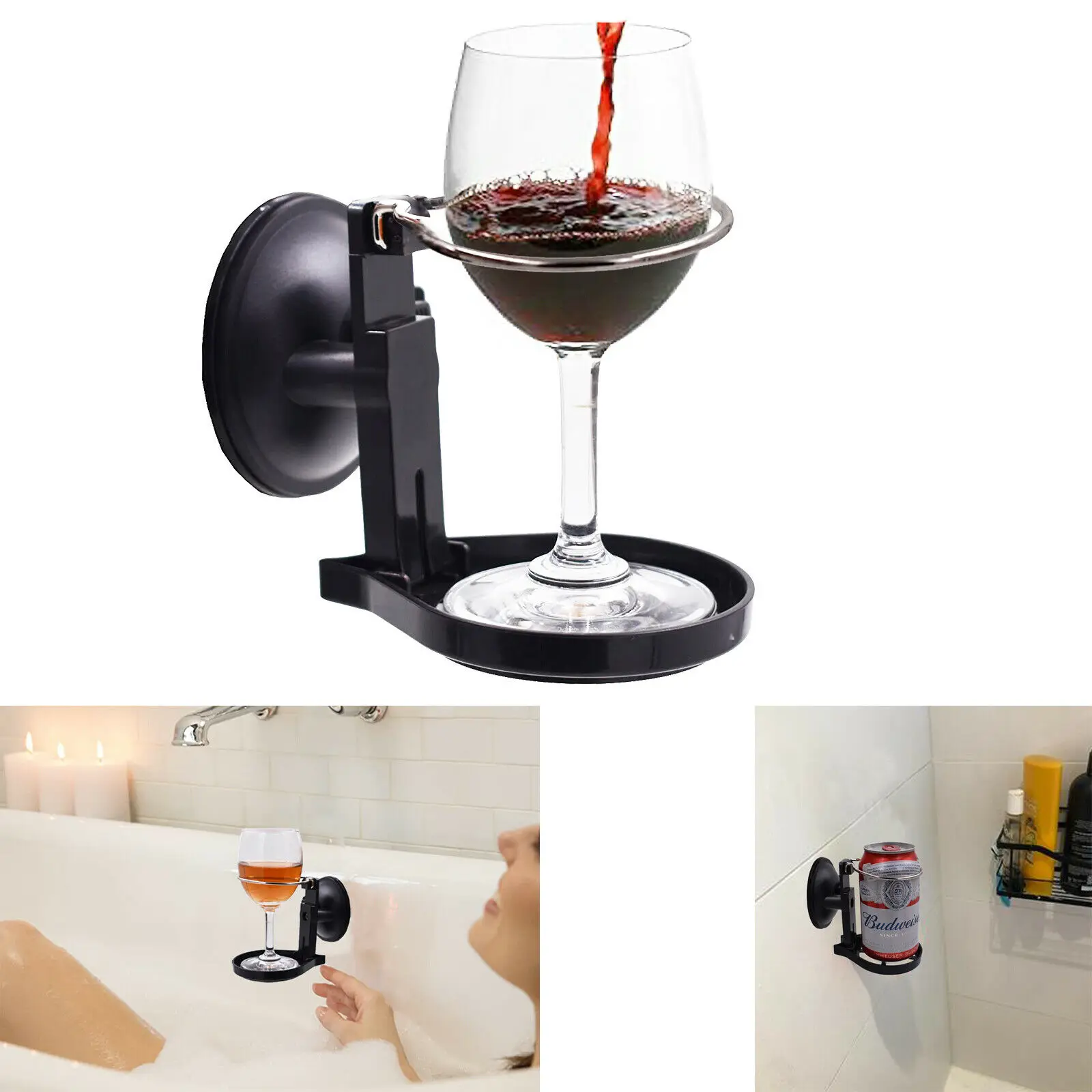 Bath &amp Shower Cup holder Caddy Beer Wine Suction Drink Holder | Обустройство дома