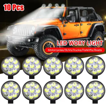 

10X Round 27W 9-LED Car Headlights 12V 24V Work Light for Off-Road Flood Spot Lamp Waterproof Working Lights Car Accessorie