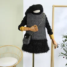 Платья для девочек на осень и зиму; новая Корейская версия; Детские блестящие платья-майки с кисточками и сумочкой; одежда для маленьких девочек