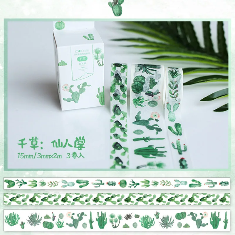 Kawaii Plant клейкая лента милая зеленая васи лента маскирующая лента для детей Скрапбукинг DIY фото принадлежности для альбома канцелярские принадлежности