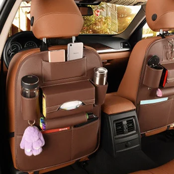 

Universal PU Leather Car Seat Back Hanging Folding Organizer Bag Drink Chair Storage Pocket Box Travel Stowing Tidying
