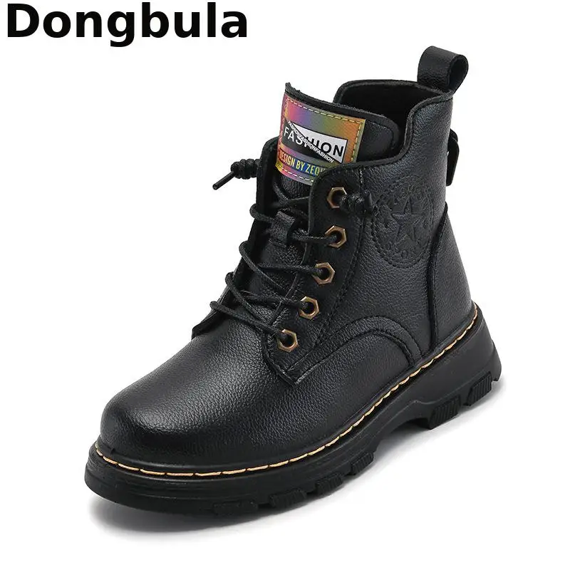 

2019 Kids Martin Boots Winter Shoes For Girls Boys Ankle Boots Genuine Leather Waterproof Snow Boots Outdoor Plush Warm Sneakers