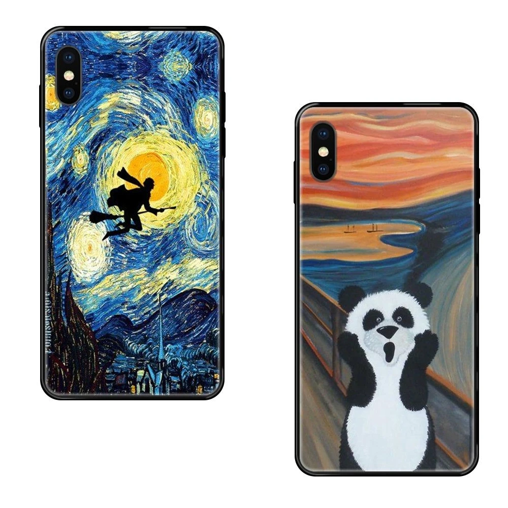 Черный мягкий ТПУ чехол для Galaxy S20 S10e S10 S9 S8 S7 S6 S5 edge Lite Plus Ultra Van Gogh Звездная ночь