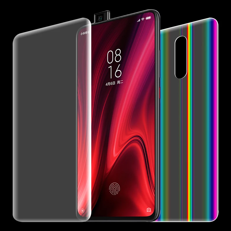 Screen Protector on For Xiaomi Mi 9t 9 t Pro Redmi k20 pro 3 in 1 Hydrogel Film Shiny Back Film+ Front Film+ Camera Lens Glass - Цвет: Front and Back Film