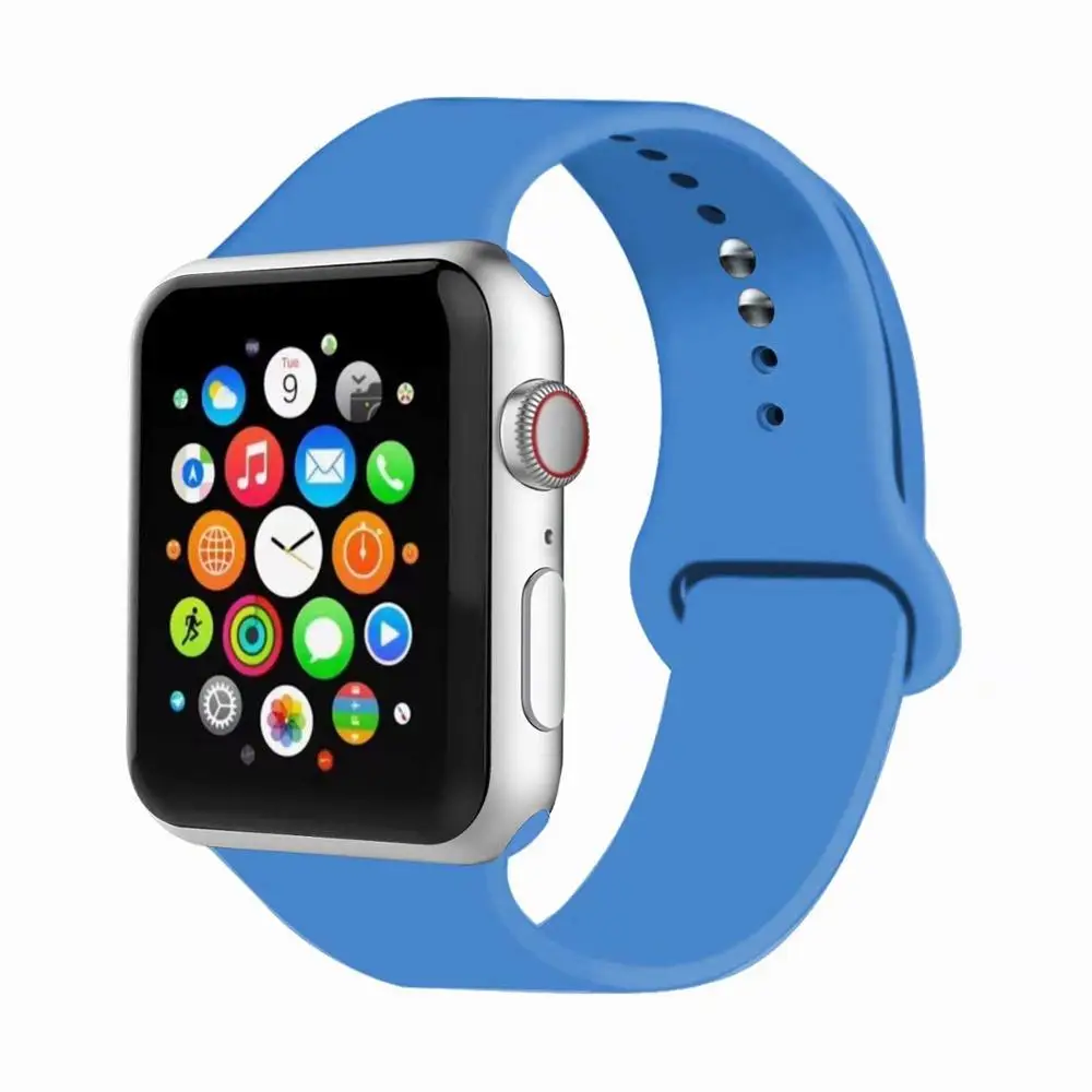 32 Цвета мягкого силикона замена спортивный ремешок для Apple Watch группа 44 мм 40 мм Series4/3/2 /42 мм 1 38 мм наручные браслет ремень - Цвет ремешка: Royal blue