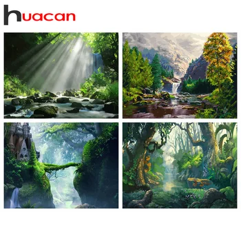 

Huacan 5D DIY Diamond Painting Tree River Full Square Diamond Embroidery Mosaic Landscape Handmade Gift