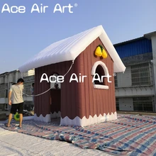 Гигантский Деревянный Санта грот украшения надувная бревенчатая кабина на Рождество