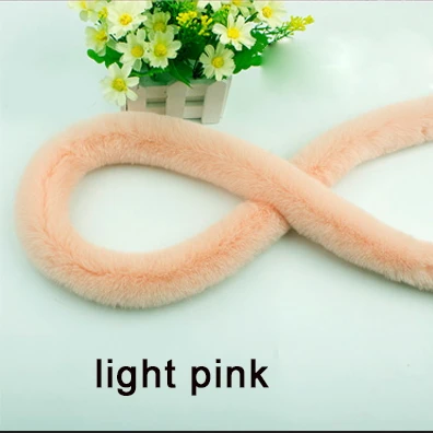 Высококачественная лента из искусственного меха кролика Рекс, пушистая отделка, сделай сам, домашний декор, швейный костюм, кружевная отделка 1y - Цвет: light pink