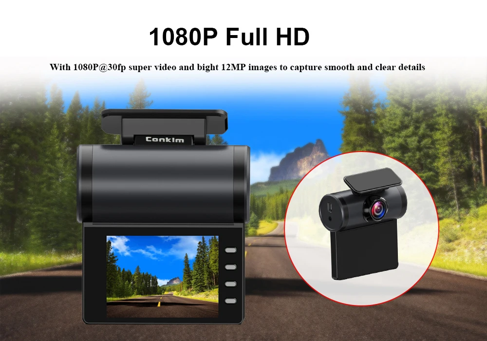 Conkim Dash Cam Mini G200+ Автомобильная камера wifi видео рекордер 2," дисплей 170 градусов широкий угол 1080P Full HD Авто Регистратор