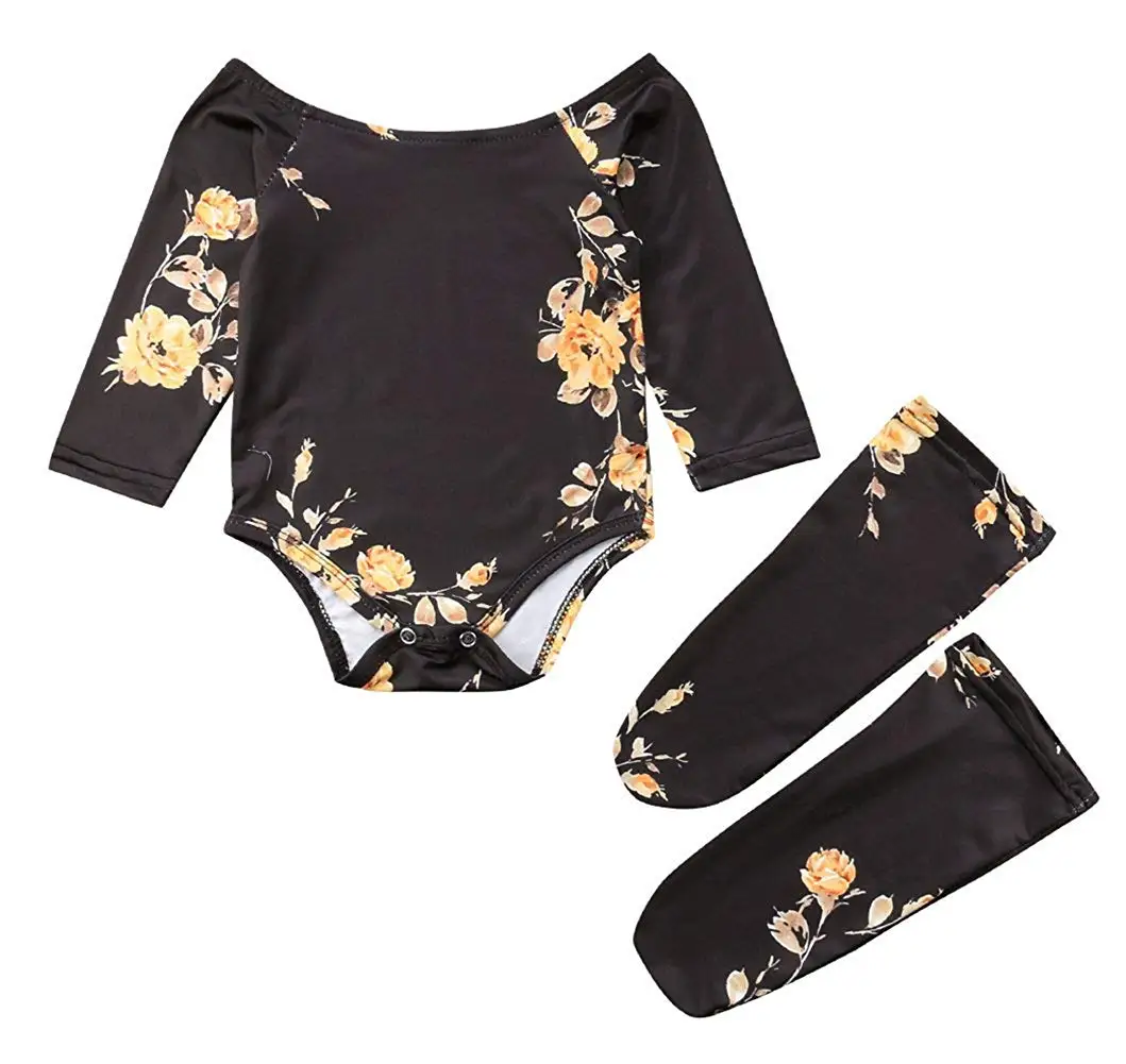 

Newborn Baby Girl Off Shoulder Flower Romper+Leg Warmers Outfits Clothes 0-24M 3Pcs Outfit Clothes