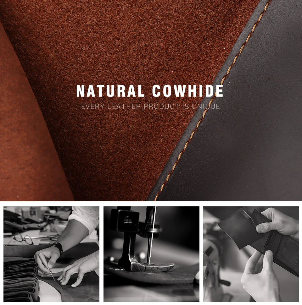 Compact genuine leather wallet for men with card holder and coin pocket
