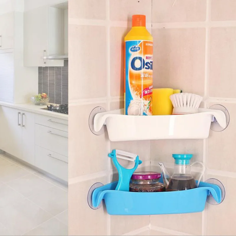 

Triangular Sucker Storage Shelf Bathroom Hole Punched Wall Hangers Corner Storage Rack Toilet Type Collection