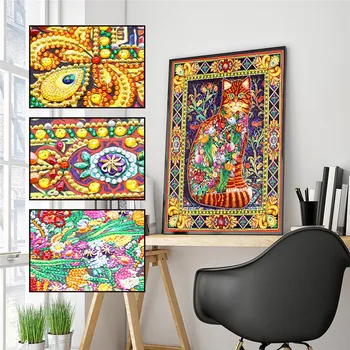 

DIY Diamond Painting Alien Diamond Flower Cat 5D Embroidery Painting Mosaic Decorative Sticker