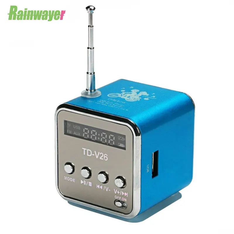 Rainwayer 2019 портативный TD-V26 цифровой fm-радио динамик мини fm-радио приемник с ЖК-дисплеем стерео громкий динамик Поддержка Micro TF карты