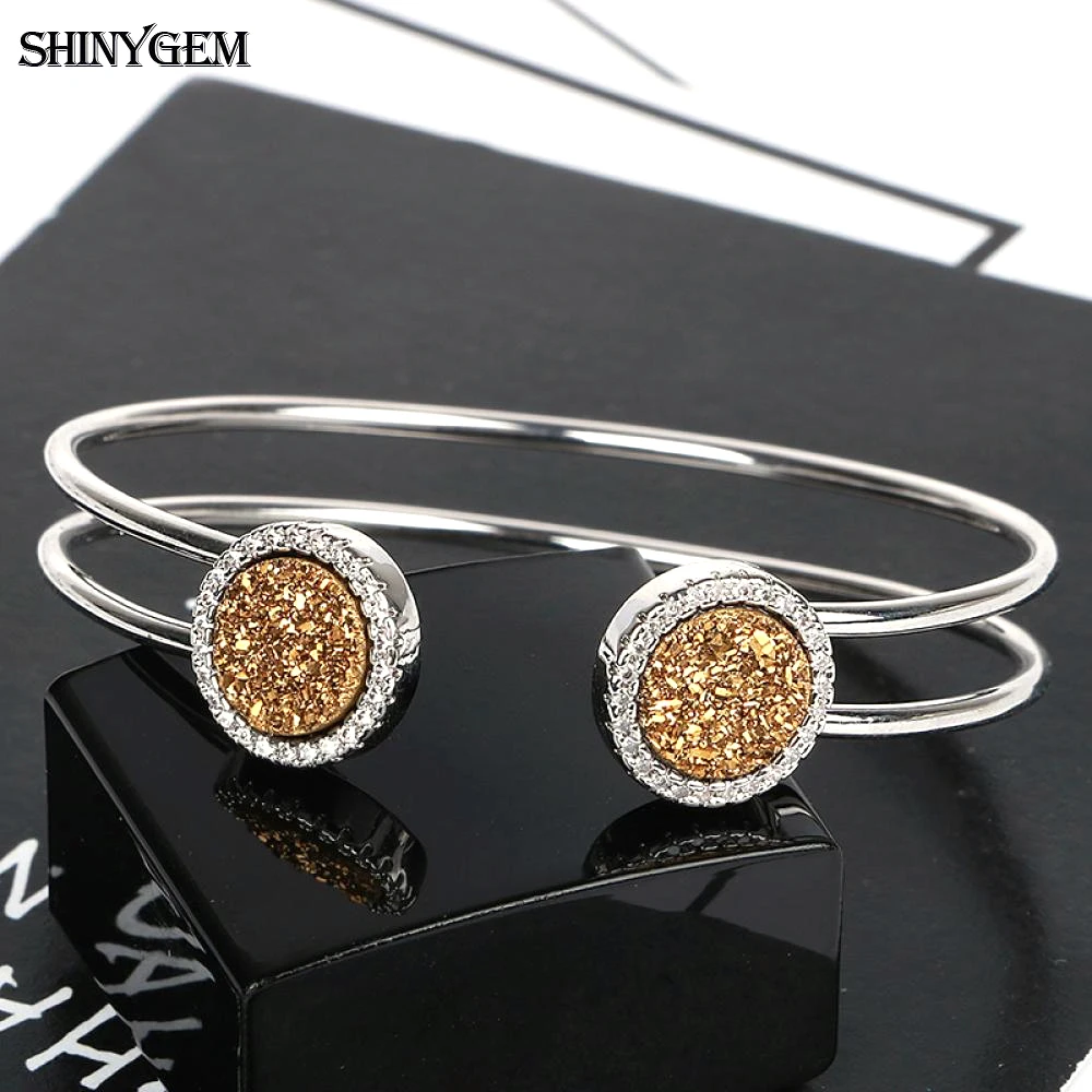 ShinyGem модные браслеты с двойными кристаллами инкрустированные цирконами